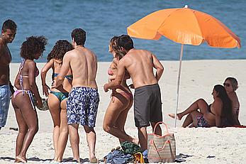 Bruna Marquezine in bikini on the beach during a shoot in Rio de Janeiro