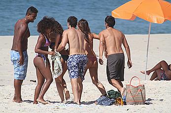 Bruna Marquezine in bikini on the beach during a shoot in Rio de Janeiro