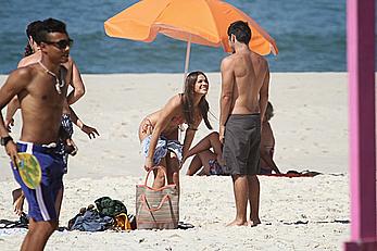 Bruna Marquezine in bikini on the beach during a shoot in Rio de Janeiro