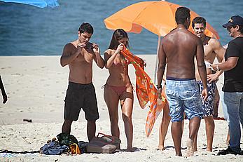 Bruna Marquezine in bikini on the beach during a shoot in Rio de Janeiro