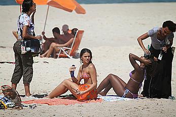 Bruna Marquezine in bikini on the beach during a shoot in Rio de Janeiro