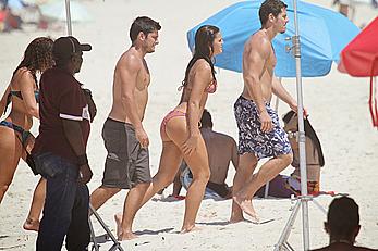 Bruna Marquezine in bikini on the beach during a shoot in Rio de Janeiro