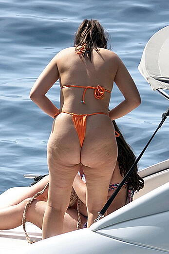 Camila Cabello shows her ass in orange bikini in Capri