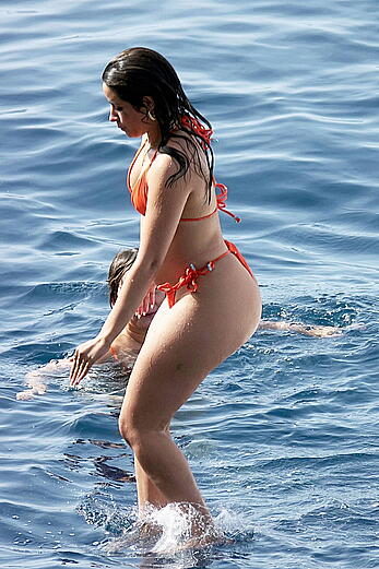 Camila Cabello shows her ass in orange bikini in Capri