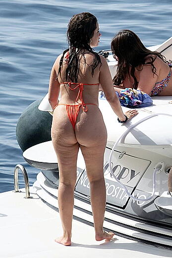 Camila Cabello shows her ass in orange bikini in Capri