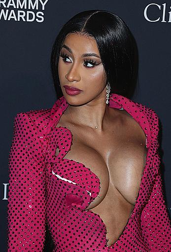 Cardi B deep sexy cleavage at Clive Davis 2020 Pre-Grammy Gala held at the Beverly Hilton Hotel in Beverly Hills