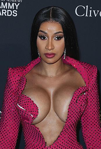 Cardi B deep sexy cleavage at Clive Davis 2020 Pre-Grammy Gala held at the Beverly Hilton Hotel in Beverly Hills