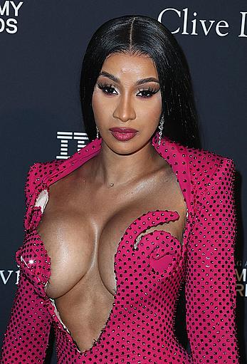 Cardi B deep sexy cleavage at Clive Davis 2020 Pre-Grammy Gala held at the Beverly Hilton Hotel in Beverly Hills