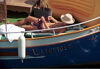 French Carole Bouquet topless on a yacht near St Tropez