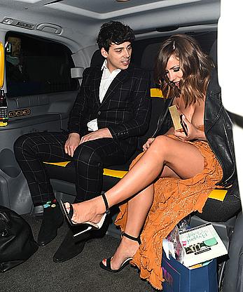 Caroline Flack nipple slip in a cab at Glamour Women Of The Year Awards in London