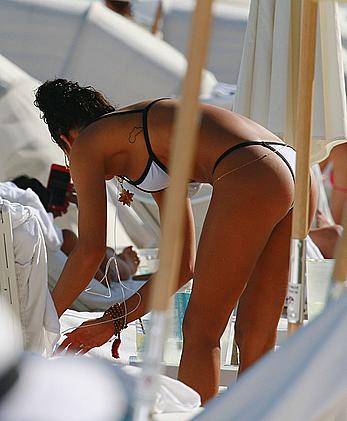 Cassie Ventura in white bikini at the beach in Miami