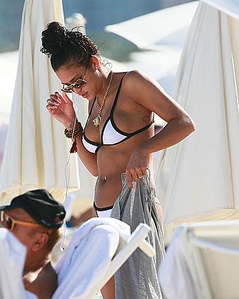 Cassie Ventura in white bikini at the beach in Miami