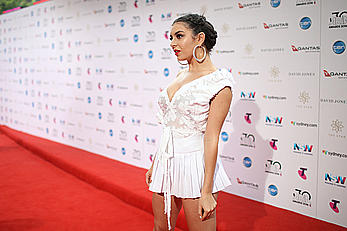 Charli XCX upskirt in short white dress at 30th annual ARIA awards 2016