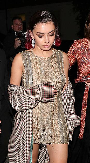 Charli XCX braless in see through dress at GQ Men Of The Year Awards 2019 in London