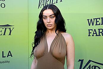 Charli XCX braless in see through dress at Variety's Hitmakers brunch