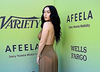 Charli XCX braless in see through dress at Variety's Hitmakers brunch