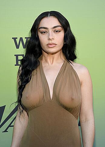 Charli XCX braless in see through dress at Variety's Hitmakers brunch