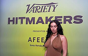 Charli XCX braless in see through dress at Variety's Hitmakers brunch