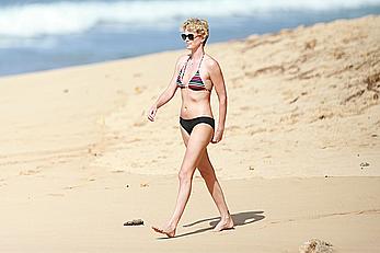 Charlize Theron sexy in bikini on a beach in Hawaii