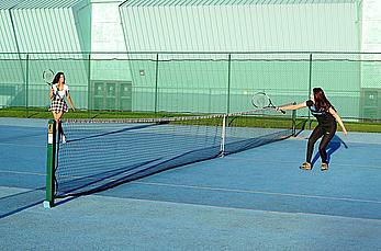 Chloe Khan upskirt shows her pants at tennis court in Manchester