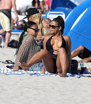 Christina Milian nipple peak in Miami