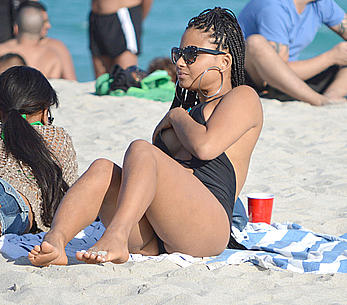 Christina Milian nipple peak in Miami