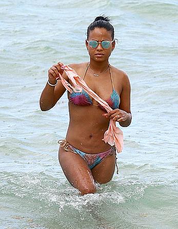 Christina Milian sexy in bikini at a beach in Miami