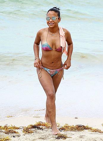 Christina Milian sexy in bikini at a beach in Miami