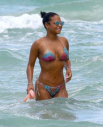 Christina Milian sexy in bikini at a beach in Miami