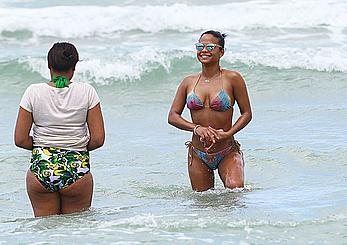 Christina Milian sexy in bikini at a beach in Miami