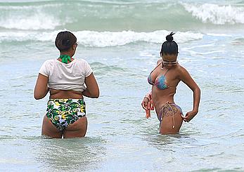 Christina Milian sexy in bikini at a beach in Miami