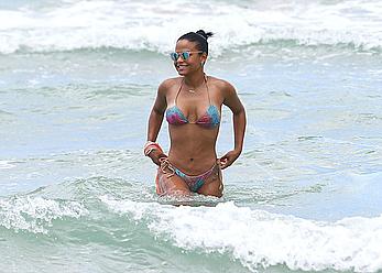 Christina Milian sexy in bikini at a beach in Miami