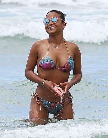 Christina Milian sexy in bikini at a beach in Miami