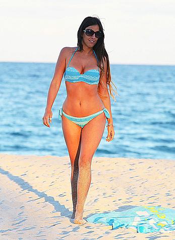 Claudia Romani sexy in blue bikini in Miami Beach