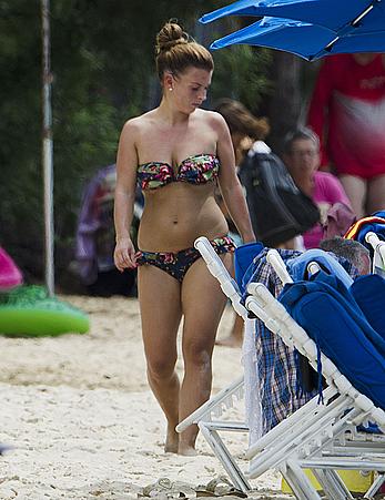 Coleen Rooney seen on the beach while in Barbados