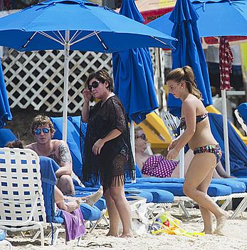 Coleen Rooney seen on the beach while in Barbados