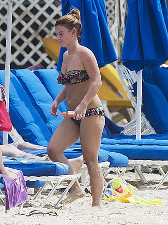 Coleen Rooney seen on the beach while in Barbados