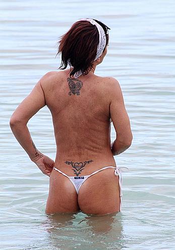 Danniella Westbrook topless on a beach in Spain