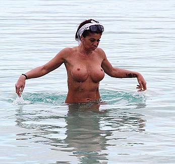 Danniella Westbrook topless on a beach in Spain