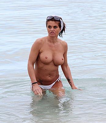 Danniella Westbrook topless on a beach in Spain