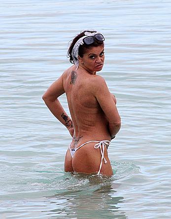 Danniella Westbrook topless on a beach in Spain