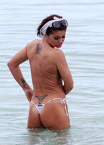 Danniella Westbrook topless on a beach in Spain