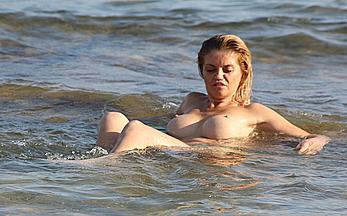 Danniella Westbrook topless in the sea in Spain