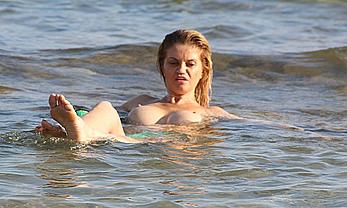 Danniella Westbrook topless in the sea in Spain