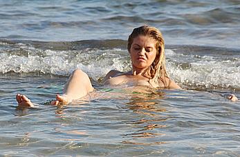 Danniella Westbrook topless in the sea in Spain