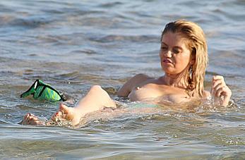 Danniella Westbrook topless in the sea in Spain