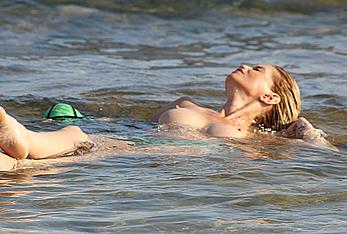 Danniella Westbrook topless in the sea in Spain