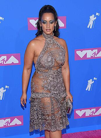 Dascha Polanco braless in see through dress at 2018 MTV Video Music Awards