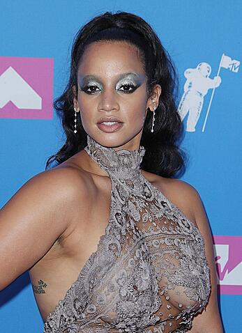 Dascha Polanco braless in see through dress at 2018 MTV Video Music Awards