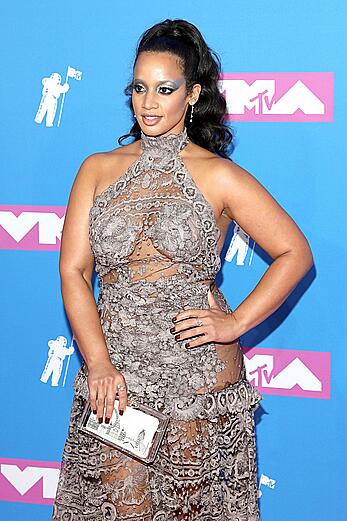 Dascha Polanco braless in see through dress at 2018 MTV Video Music Awards